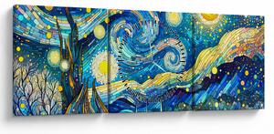 Slika – Mozaik zvjezdane noći (sa satom) (90x30 cm)