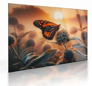 Staklena slika – Leptir u zalazećem suncu (70x50 cm)