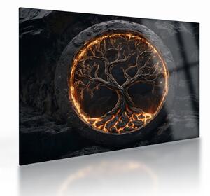Staklena slika – Drvo života u lavi I. (70x50 cm)