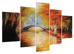 Jesenska slika mosta preko rijeke (150x105 cm)