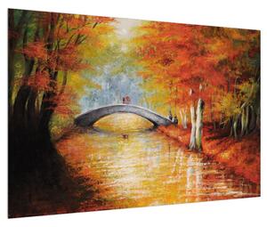 Jesenska slika mosta preko rijeke (90x60 cm)