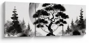 Slika – Crno-bijeli bonsai (sa satom) (90x30 cm)