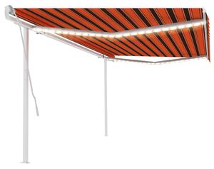 VidaXL Tenda na ručno uvlačenje s LED svjetlima 5x3 m narančasto-smeđa