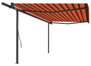 VidaXL Automatska tenda sa stupovima 5x3 m narančasto-smeđa
