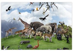 Slika - Živali na otoku (90x60 cm)