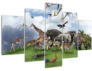 Slika - Živali na otoku (150x105 cm)