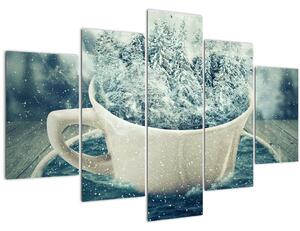 Slika - Zimski svet v skodelici (150x105 cm)