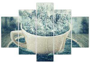 Slika - Zimski svet v skodelici (150x105 cm)