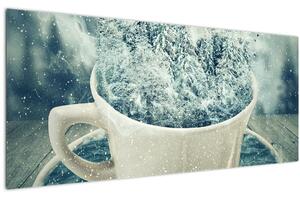 Slika - Zimski svet v skodelici (120x50 cm)