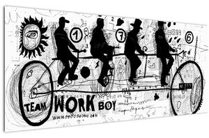 Slika - Timsko delo, kolesarjenje (120x50 cm)