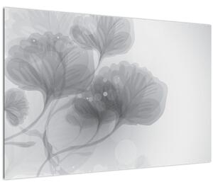 Slika rož v odtenkih sive (90x60 cm)