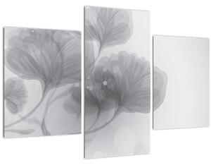 Slika rož v odtenkih sive (90x60 cm)