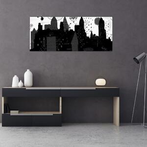 Slika - Mesto z napisi in vzorci (120x50 cm)