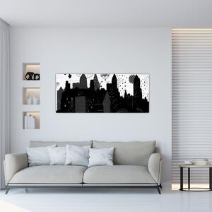 Slika - Mesto z napisi in vzorci (120x50 cm)