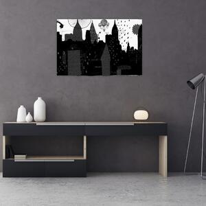 Slika - Mesto z napisi in vzorci (90x60 cm)