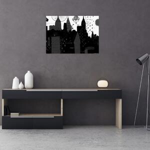 Slika - Mesto z napisi in vzorci (70x50 cm)