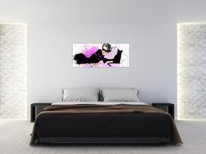 Slika - Ženska s črno mačko (120x50 cm)