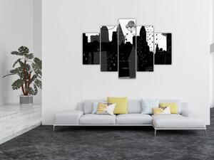 Slika - Mesto z napisi in vzorci (150x105 cm)
