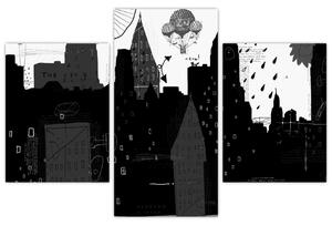 Slika - Mesto z napisi in vzorci (90x60 cm)