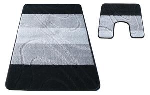 Crni dvodijelni set kupaonskih tepiha za kupaonicu 50 cm x 80 cm + 40 cm x 50 cm