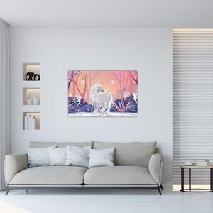 Slika - Samorog v čarobnem gozdu (90x60 cm)