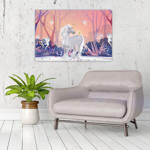 Slika - Samorog v čarobnem gozdu (90x60 cm)