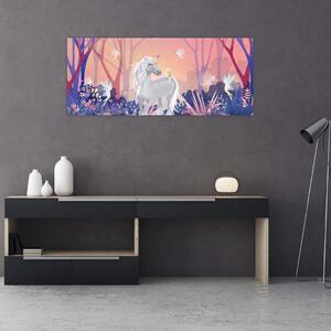 Slika - Samorog v čarobnem gozdu (120x50 cm)