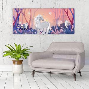 Slika - Samorog v čarobnem gozdu (120x50 cm)