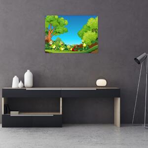Staklena slika - Vesele žabe (70x50 cm)