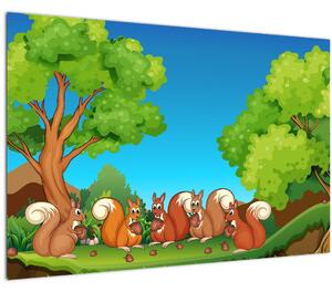 Slika - Vesele veverice (90x60 cm)