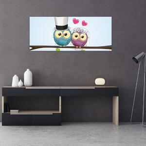 Slika - Zaljubljene sove (120x50 cm)