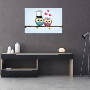 Slika - Zaljubljene sove (90x60 cm)
