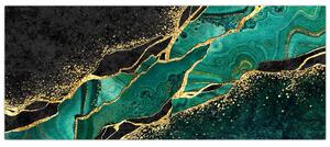 Slika - Oljno-zlato marmoriranje (120x50 cm)