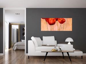 Slika - Rdeči tulipani (120x50 cm)