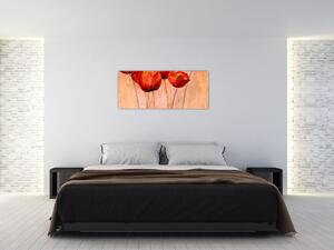Slika - Rdeči tulipani (120x50 cm)