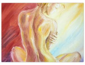 Staklena slika počivajoče ženske, oljna slika (70x50 cm)