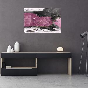 Slika - Roza in črna abstrakcija (90x60 cm)