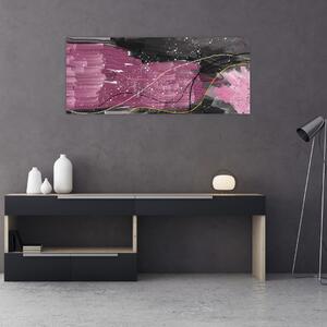 Slika - Roza in črna abstrakcija (120x50 cm)