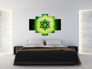 Slika - Cvetlična mandala na zelenem ozadju (150x105 cm)