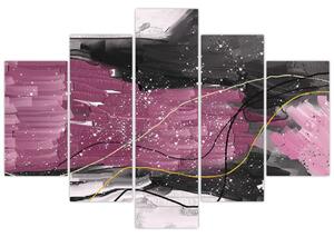 Slika - Roza in črna abstrakcija (150x105 cm)