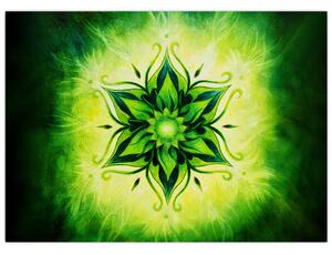 Slika - Cvetlična mandala na zelenem ozadju (70x50 cm)