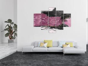 Slika - Roza in črna abstrakcija (150x105 cm)