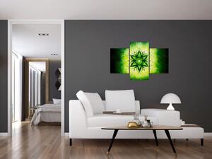 Slika - Cvetlična mandala na zelenem ozadju (90x60 cm)