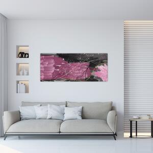 Slika - Roza in črna abstrakcija (120x50 cm)