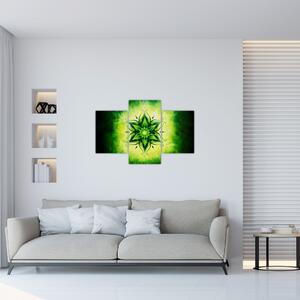 Slika - Cvetlična mandala na zelenem ozadju (90x60 cm)