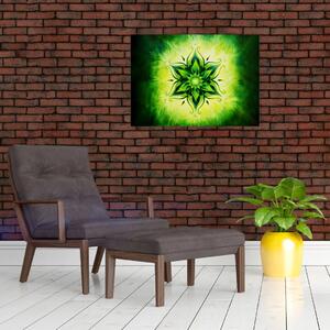 Slika - Cvetlična mandala na zelenem ozadju (70x50 cm)
