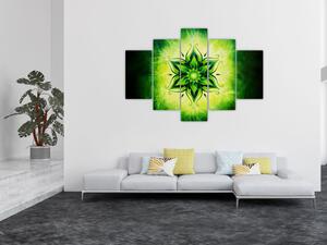 Slika - Cvetlična mandala na zelenem ozadju (150x105 cm)