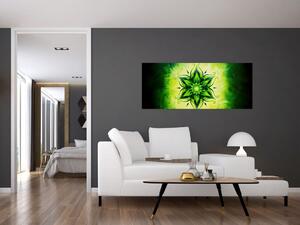Slika - Cvetlična mandala na zelenem ozadju (120x50 cm)