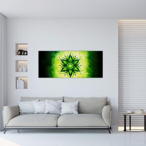 Slika - Cvetlična mandala na zelenem ozadju (120x50 cm)