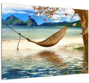 Staklena slika - Sprostite se na plaži (70x50 cm)